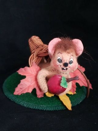 Tiny Annalee Felt Mouse Figurine In Cornucopia Fall Harvest Thanksgiving