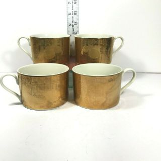 Mikasa Coffee Mug Gotham Gold Plate L5616 Japan Fine China Tea Cup Set Of 4 C6