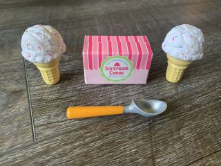 American Girl Doll 2 Ice Cream Cones,  Scoop - Campus Snack Cart Stand Parlor