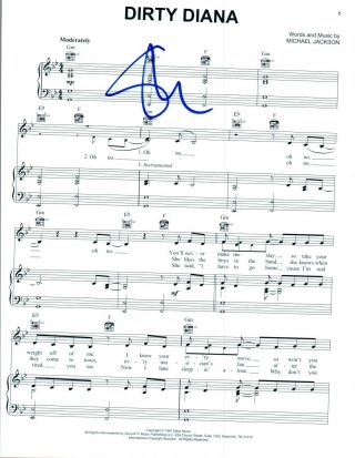 Steve Stevens Signed Autograph Michael Jackson Dirty Diana Sheet Music Page