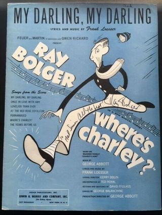 Ray Bolger Signed 1948 Sheet Music " Where 