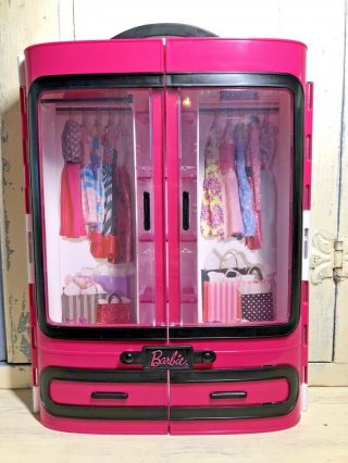 Mattel Barbie Pink Wardrobe Clothing Closet Storage Hard Plastic Carrying Case