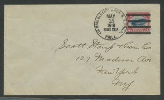 C3 May 15,  1918 First Flight Cover Philly To York (vf, ) Cv $850 Hw5588