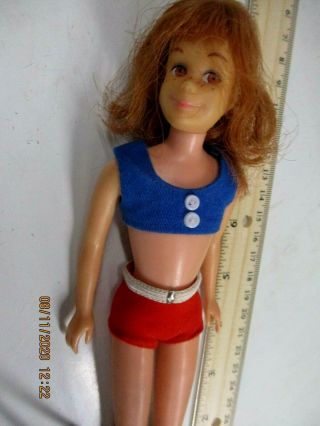 Early Vintage Barbie Friend Skipper Scooter Doll Swimsuit 2 Piece Red Blue Japan