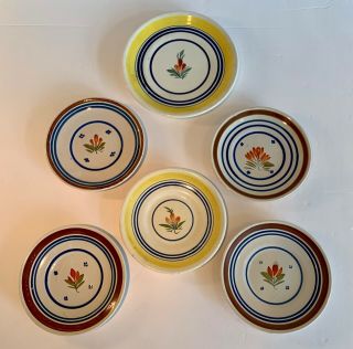 Set Of 6 Vintage Henriot Quimper France Small Plates C.  1945 6 " - 7 "