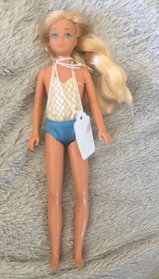 Sun Gold Malibu Skipper Barbie Doll 1069 1983 Blue Gold Swimsuit