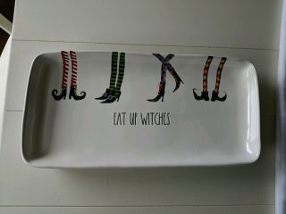 Rae Dunn Ceramic Halloween Eat Up Witches Witch Legs Large Serving Tray Platter