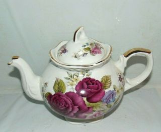 Arthur Wood And Son Teapot England Vintage Floral Gold Trim 6471