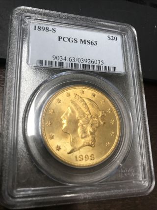 1898 S Us Gold $20 Liberty Head Double Eagle - Pcgs Ms63
