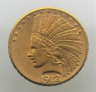1912 - S $10 Gold Coin Indian Head Eagle