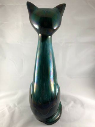 Vintage Blue Mountain Pottery Cat Kitty Siamese Green Drip Glaze Tall 14 