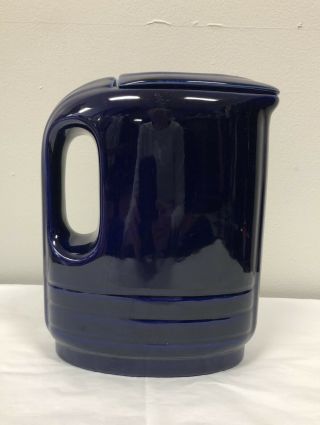 Vintage Hall Westinghouse Hercules Covered Pitcher In Cobalt Refrigerator Dish