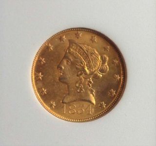 1854 - O Liberty Head $10 Gold Eagle Choice Uncirculated Extremely Rare This