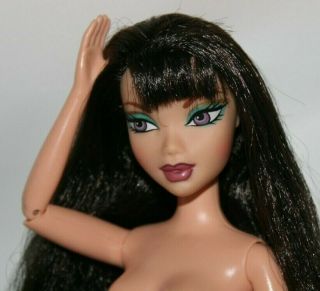 Barbie Doll Nude My Scene Nolee Brunette W Bangs & Violet Eyes Jointed Arms Euc