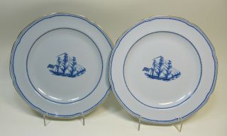 Two Spode Trade Winds Dinner Plates Ship Grand Turk,  Built 1786 - 10 "