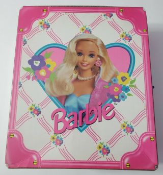 Barbie Doll Case 1996 Tara Toy With 3 Trays For Dolls Pink Flowers Cute Has Wear