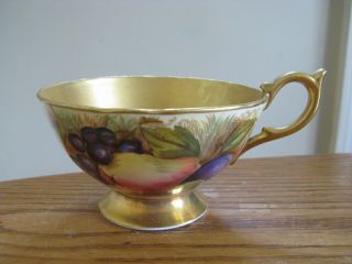 Aynsley England Signed D.  Jones Orchard Fruit Footed Gold Cup Only