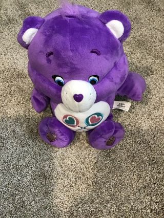 Care Bear Singing Purple 13 " Stuffed Plush Just Play Talks Carebear Share Bear