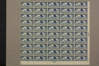 Us Sheet Scott C10,  10c Stamp Spirit Of St Louis Sheet Of 100 Mnh Og Bcv $750