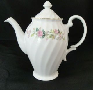 Regency Rose Creative Fine China Coffee Pot Tea Tall 9 " 2345 White Floral Vtg