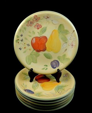 Fruit Grove By Gibson Designs Salad Plates Pears Apples 8 1/4 " Set Of 6