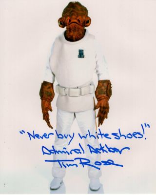 Tim Rose Signed Autograph Star Wars In Person 8x10 With Admiral Ackbar