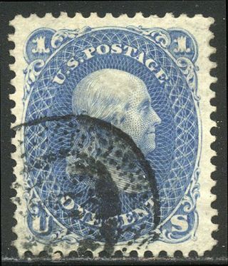 U.  S.  102 Rare W/cert - 1875 1c Bright Blue ($1,  600)