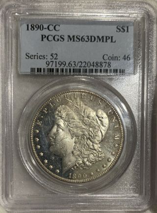 Rare 1890 Cc $1 Morgan Silver Dollar Pcgs Ms63 Dmpl Bu Old Holder Deep Pl Cameo