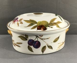 Royal Worcester Fine Porcelain Evesham Gold Oval Casserole Dish Shape 24 Size 4 3