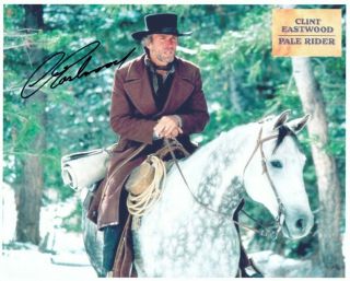 Clint Eastwood Signed Pale Rider 8x10 W/ Iconic Western Scene On White Horse