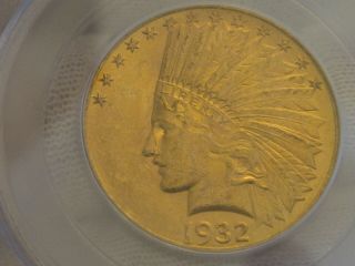 1932 Gold Eagle $10 Indian Pcgs Ms 63,  Coin