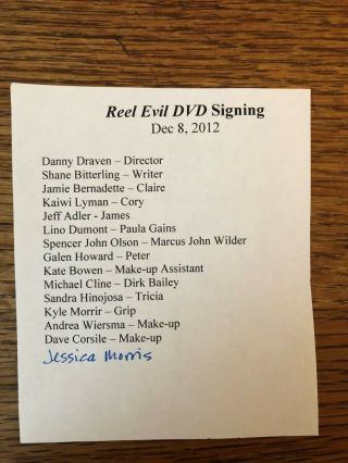 REEL EVIL signed Blu ray (Jessica Morris,  Danny Draven,  12 more) auto autograph 3