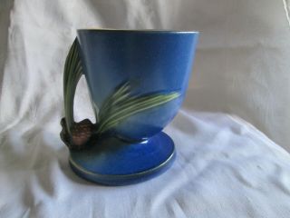 Vintage Roseville Blue Pinecone Cornucopia Vase 124 There Is A Crack Bu