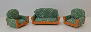 Sylvanian Families Calico Critters Living Room Miniature Green Couch - (2) Chairs