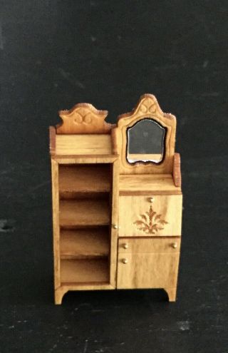1/4 Inch Quarter Scale Dollhouse Miniature Secretary Desk Bookcase Shelf