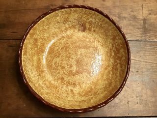 Ned Foltz,  Pa Potter.  Redware Mustard Sponged Pie Plate Dated And Signed 1991