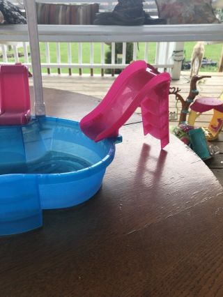Barbie Glam Pool Doll Swimming Pool With Lounge Chairs and Slide Pool Playset 3