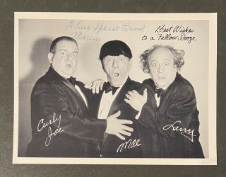 Autographed The Three Stooges Photograph Moe,  Larry,  And Curly Joe