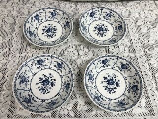 4 - Johnson Brothers - Indies Blue - 7 1/4 " Coupe Soup Bowls - Made In England