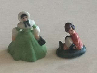 Vtg Carol Pongracic Dollhouse Miniature Figurines Lady Green Dress & Accordion