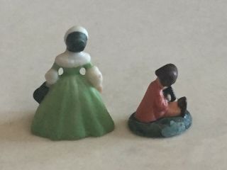 Vtg CAROL PONGRACIC Dollhouse Miniature Figurines Lady Green Dress & Accordion 2