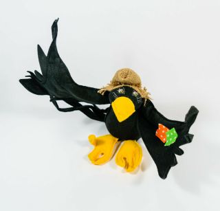 Annalee Mobilitee Doll 2000 Halloween Fall Black Country Crow In Straw Hat