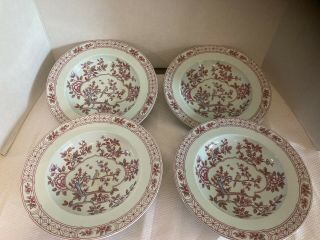 Johnson Brothers Singapore Bird 9” Rimmed Soup Bowls Set Of 4