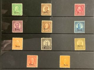 1929 Us Stamps Sc 658 - 668 Kansas Overprint Complete Mnh/og Vf Cv:$432