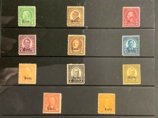 1929 US Stamps SC 658 - 668 Kansas Overprint Complete MNH/OG VF CV:$432 3