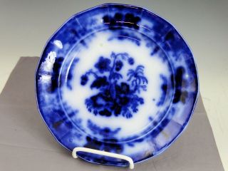 9 1/2 " Antique Flow Blue Shell Pattern Plate Ca 1850