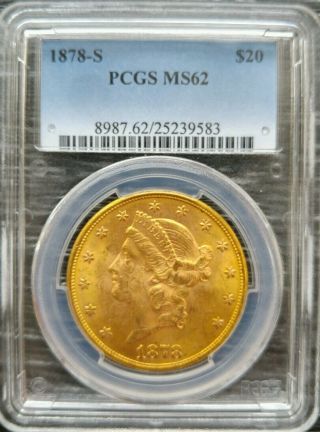 1878 S $20 Pcgs Ms62 Gold Liberty