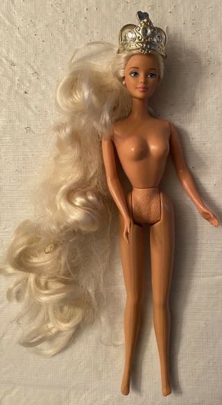 Rapunzel Barbie Nude Crown Long Hair Doll