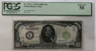 1934 $1000 Bill One Thousand Dollar Bill Pcgs 50 About Lime Green Seal