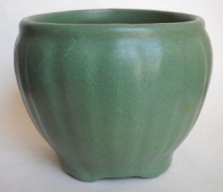 Vintage Zanesville Pottery Matte Green 0 Jardiniere 2